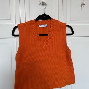 Zara Women's Orange Sweater Vest